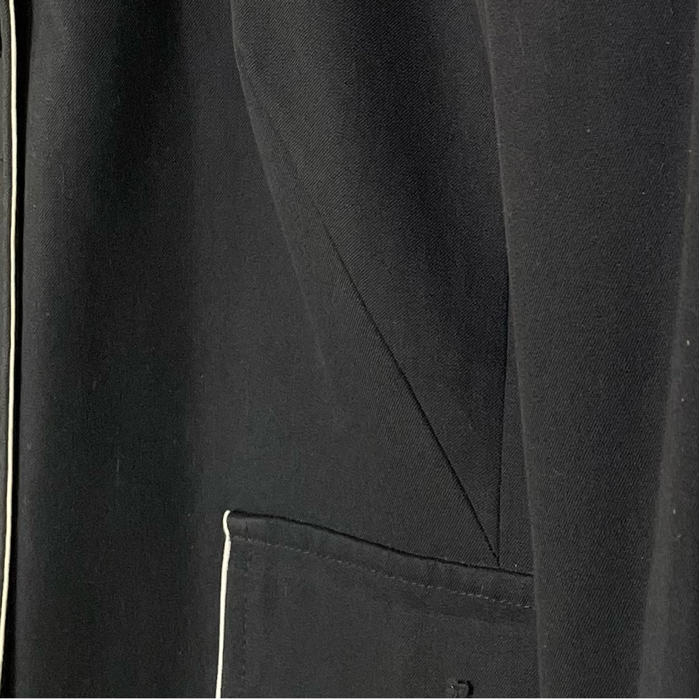 Elevated Minimalist | Black Knee-Length Trench w Off White Piping Trim | by Loft - Picture 8 of 16